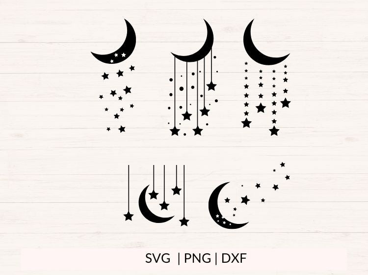Moon and Stars svg, png, dxf